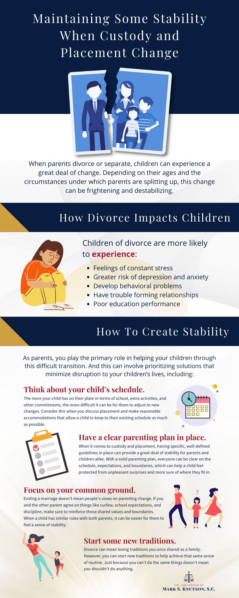 infographic about maintaining stability when custody and placement changes